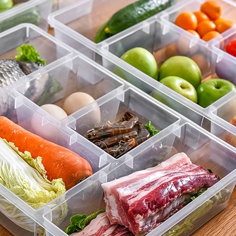 1pc Multi-grid Storage Box With Lid Snackle Box Food Container Compartment  Snack Containers For Fruit,vegetable,meat And Fish for restaurants/hotels